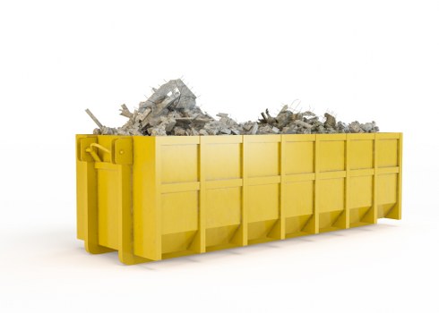 Construction site with a builders skip in Whitechapel